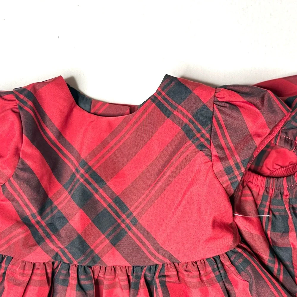 Ralph Lauren Baby Girl Red and Black Plaid Dress Holiday Dress w/Bloomers Sz 6M